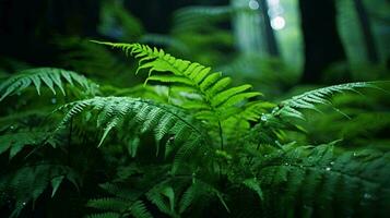 A vibrant fern plant in a lush forest setting AI Generated photo