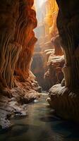 A serene river flowing through a picturesque canyon AI Generated photo