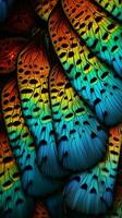 A vibrant and intricate butterfly wing up close AI Generated photo