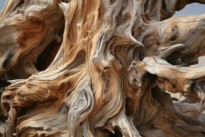 A weathered and ancient tree trunk up close AI Generated photo