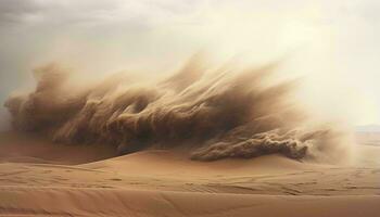 A massive sand dune wave in the desert AI Generated photo