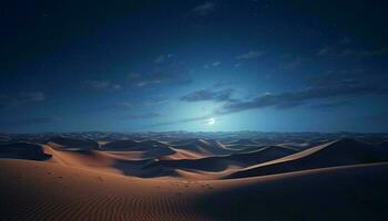 A stunning full moon illuminating a peaceful desert landscape AI Generated photo