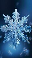 A snowflake on a vibrant blue background AI Generated photo