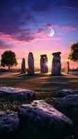 A beautiful sunset at Stonehenge AI Generated photo