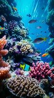 A vibrant coral reef teeming with a diverse array of colorful fish AI Generated photo