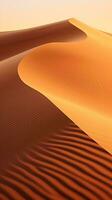 A stunning sunset over a desert landscape, featuring majestic sand dunes AI Generated photo