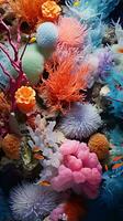 A vibrant sea anemone and coral reef ecosystem AI Generated photo