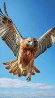 un majestuoso pájaro de presa altísimo mediante el cielo ai generado foto