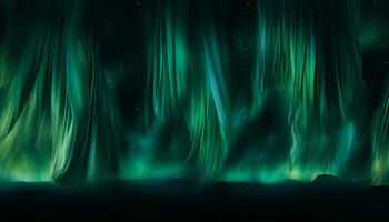 A vibrant green and blue aurora dancing in the night sky AI Generated photo