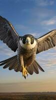 A majestic bird soaring through a vibrant blue sky AI Generated photo