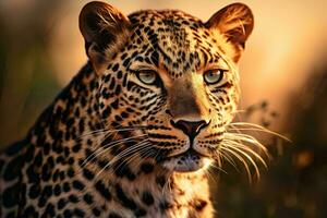 un majestuoso leopardo en el salvaje con un maravilloso borroso antecedentes ai generado foto