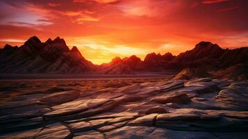 A breathtaking sunset over majestic mountains AI Generated photo