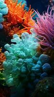 Various vibrant colored corals up close AI Generated photo