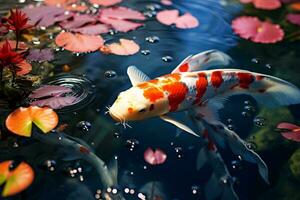 a group of fish swimming in water AI Generated photo