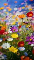 a field of colorful flowers AI Generated photo