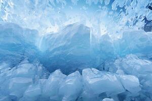 a large blue ice cave AI Generated photo