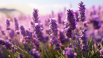 un campo de púrpura flores ai generado foto