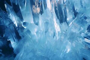 hielo y agua en un cueva ai generado foto