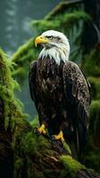 un calvo águila encaramado en un árbol ai generado foto