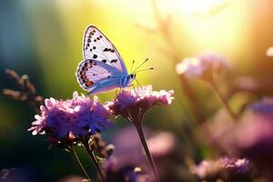 un mariposa en un flor ai generado foto