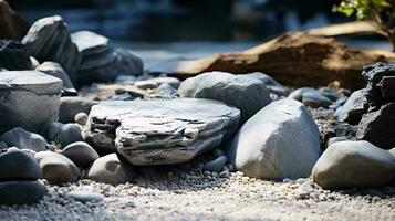 a group of rocks on a beach AI Generated photo