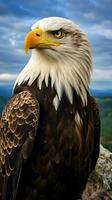 a bald eagle with yellow eyes AI Generated photo