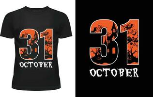 31 octubre, Víspera de Todos los Santos camiseta diseño. vector