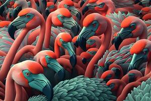 Beautiful and Wild - Flamingos. Neural network AI generated photo