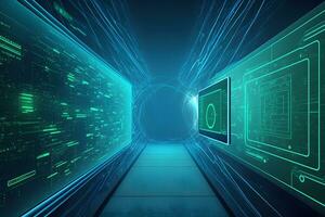 Abstract background futuristic digital technology. Neural network AI generated photo