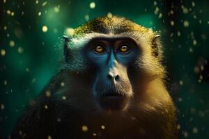 Monkey portrait. Neural network AI generated photo