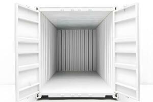 Container, open door, white background. Neural network AI generated photo