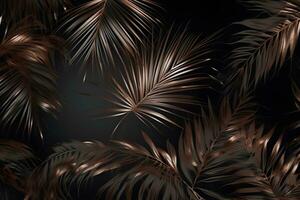 Bronze and black color fern background. Neural network AI generated photo