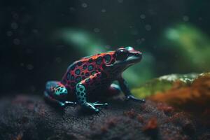 Exotic poisonous animal frog from tropical Amazon rain forest. Neural network AI generated photo