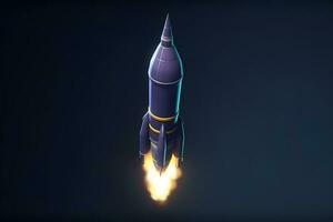 Rocket is flying on the sky,start up concept. Neural network AI generated photo