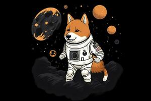 Cute Corgi Dog Astronaut. Neural network AI generated photo