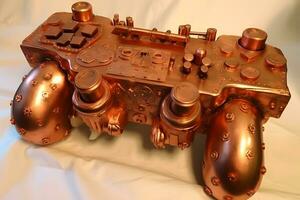 video game joystick in steampunk style. Neural network AI generated photo