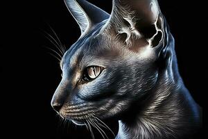 hermosa sphynx gato retrato en azul colores. neural red generado Arte foto