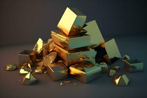 Gold bar stack. Business and finance. Neural network AI generated photo