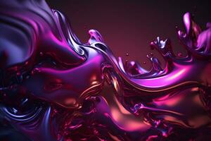 Detailed glossy abstract liquid silk fabric texture background in motion moment, Purple silk satin fabric. Neural network AI generated photo