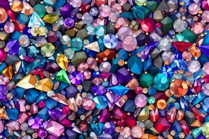 Many small ruby and diamond stones, luxury background. Neural network AI generated photo