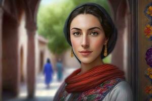 iranian woman portrait. Neural network AI generated photo