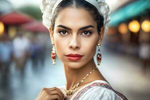 Portrait of a Hispanic woman. Neural network AI generated photo
