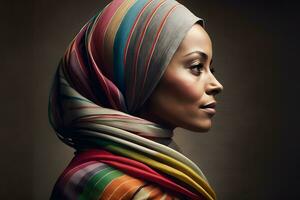 portrait of a Muslim woman in profile. Neural network AI generated photo