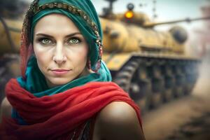 retrato de un ucranio mujer. neural red ai generado foto