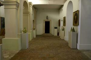 TERNOPIL, UKRAINE - AUGUST 23, 2023 Exhibitions in interior of Zbarazh Castle, fortified defense stronghold in Zbarazh town photo