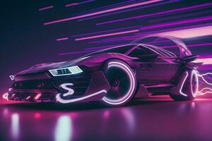 Futuristic retro wave synth wave car. Neural network AI generated photo