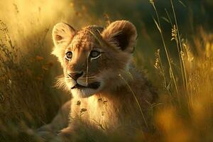 cute little lion cub. Neural network AI generated photo