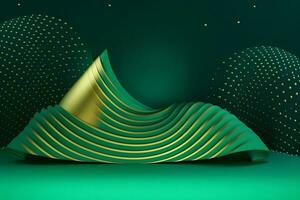 Green and gold abstract background. Neural network AI generated photo