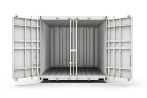 Container, open door, white background. Neural network AI generated photo