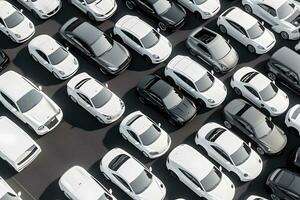 New cars stock for sale at dealership prepared. Neural network AI generated photo